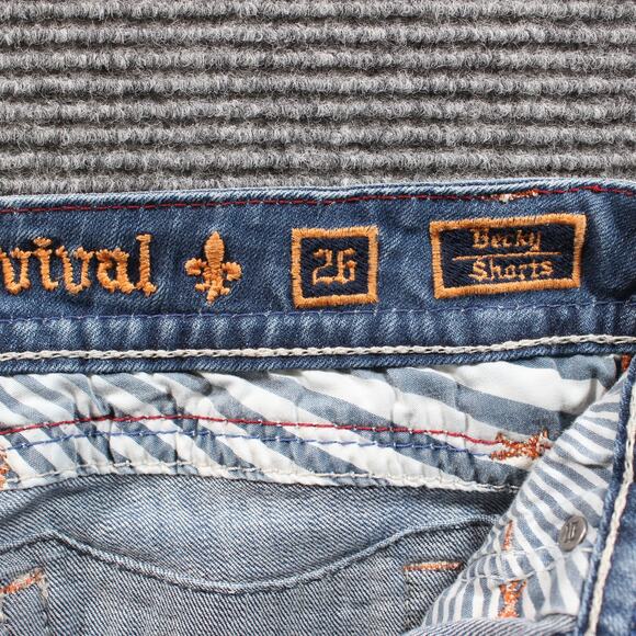 Rock Revival Shorts Women's 26 Blue Becky Cutoff Distressed Embroidered - Picture 5 of 7